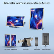 Extensión de pantalla de 15,6" para portátil, monitor portátil de triple pantalla, pantalla dual FHD 1080P para PC portátil, monitor portátil con USB HDMI, Plug & Play para Windows, Mac, Chrome