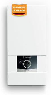Calentador de agua eléctrico instantáneo Vaillant, VED E 18/8, resistente a la presión, 18 kW, 400 V, temperatura de salida exacta al grado, regulación continua, pantalla digital, 0010023777