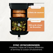 Freidora de aire Ninja Double Stack, freidora vertical sin aceite de 2 cajones, 4 niveles de cocción, 2 cajones y 2 rejillas, diseño compacto, capacidad de 7,6 L , 6 funciones de cocción, 6 raciones, gris SL300EU
