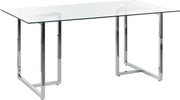 Mesa de comedor rectangular Beliani transparente/plata, vidrio templado, 160 x 90 cm, Envia