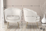 Silla tapizada Rosita I de CLP con revestimiento de terciopelo I Estructura de metal color dorado, color: crema