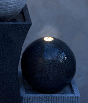 Fuente de jardín Dehner Ying Yang con iluminación LED, aprox. 94 x 41,5 x 24 cm, poliresina, gris