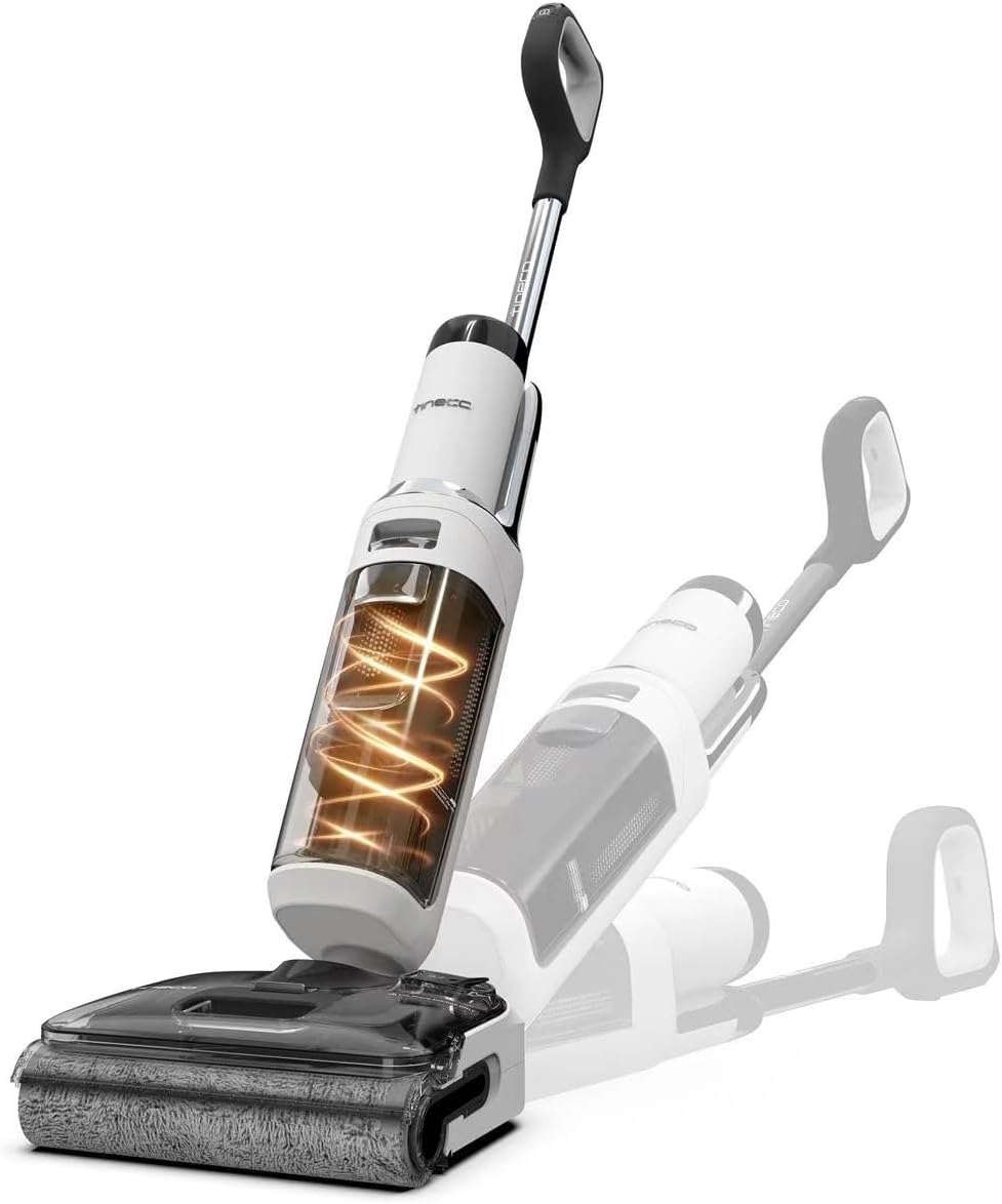 Aspiradora y fregadora Tineco Floor One Stretch S6, potente aspiradora en seco y húmedo inteligente, diseño plano de 180°, limpieza de bordes dual, autolimpieza Flashdry a 70℃ en 5 min, 40 min de autonomía