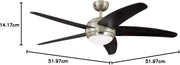 Ventilador de techo con luz Bendan 72557 132 cm 5 aspas cromo vidrio opal mando a distancia 3 velocidades verano invierno