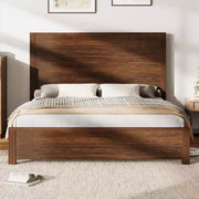 Estructura de cama de madera rústica AMERLIFE con cabecero empalmado de 51.2"