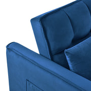Sofá cama extraíble moderno, sofá cama 3 en 1 con respaldo ajustable, sofá biplaza de terciopelo, almohadas y bolsillos laterales