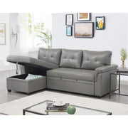 Sofá seccional reversible convertible con cama extraíble, chaise longue con almacenamiento oculto y patas duraderas