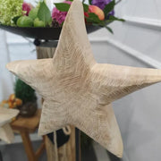 Estrella de madera sobre soporte de hierro, 4 tamaños, maciza, decoración invernal natural