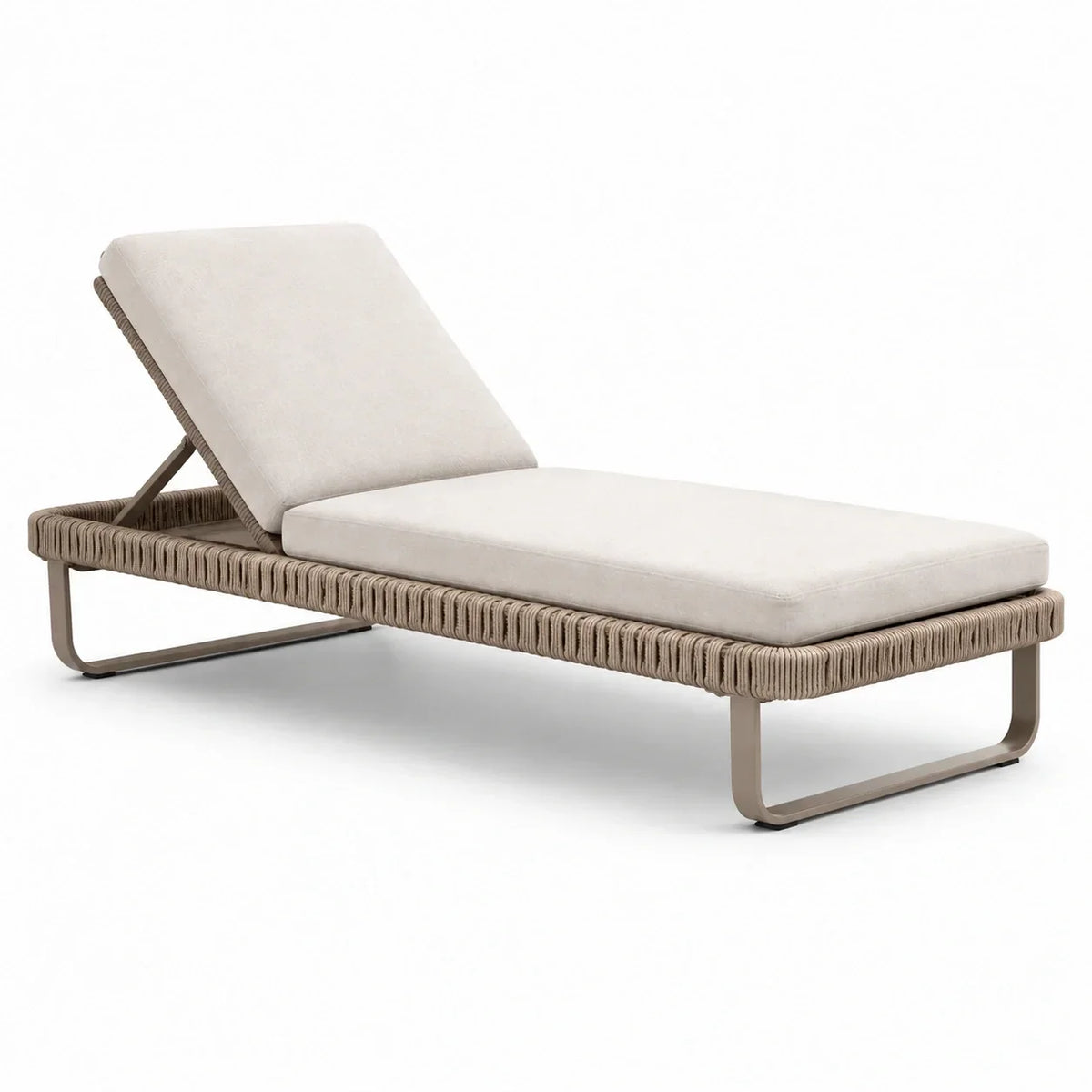 Tumbona estructura de aluminio hilo de poliéster beige 200x75x40 cm