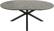 Mesa de jardín extensible DEGAMO Lyon, 140 cm redonda, extensible a 200 cm, aluminio antracita + ECP con aspecto de cerámica gris claro, para exteriores