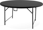 Mesa plegable redonda negra para 8 personas