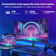 Monitor PC Gamer Curvo Amzfast de 27 pulgadas - 240Hz, FHD 1920x1080, 1ms MPRT, sRGB 130%, Antiluz azul, HDR, Adaptive Sync, HDMI 2.0/DP 1.4, VESA 100x100, AMZG27C1Pro
