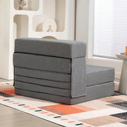HOMCOM Sillón convertible 1 plaza 3 en 1, sillón cama plegable, sofá individual de lino con asiento amplio, cojín incluido, colchón plegable de 210 cm para invitados, salón, espacios pequeños, gris