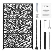 VEVOR Biombo, 120x50,8x183 cm, paredes y paneles de privacidad para exteriores, separador de ambientes independiente con soporte, divisor decorativo para balcón, terraza, interiores, negro