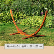 Soporte para hamaca de exterior Ampel 24 de 310 cm, madera de eucalipto resistente a la intemperie, soporte modelo Mauritius marrón sin hamaca