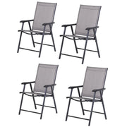 Juego de 4 sillas plegables para patio Outsunny con un diseño sencillo y elegante, cómodas para la terraza, el jardín, el patio y para viajar.