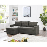Sofá seccional reversible convertible con cama extraíble, chaise longue con almacenamiento oculto y patas duraderas