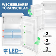Refrigerador con congelador pequeño Bomann® | Refrigerador con 2 estantes | silencioso | con congelador de 4 estrellas | refrigerador pequeño con compartimento para frutas y verduras | bisagra de puerta reversible | KS 7251 blanco