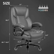 Silla de oficina ejecutiva Bossin para personas grandes y altas, silla ergonómica de 500 libras con soporte lumbar ajustable, respaldo alto y piel sintética para computadora