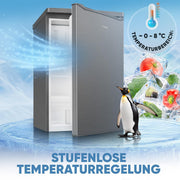 Frigorífico con congelador pequeño Bomann | Nevera con 2 estantes | silencioso | con congelador de 4 estrellas | frigorífico pequeño con compartimento para frutas y verduras | bisagra de puerta intercambiable | KS 7251 inox
