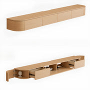 Mueble de TV moderno de madera color marrón nuez para montaje en pared con luz