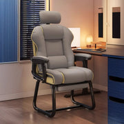 Silla ejecutiva ergonómica de cuero con respaldo alto color amarillo
