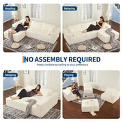 Sofá seccional modular de 108'', sofá de esponja de pana con compresión y asiento profundo, cómodo sofá de espuma viscoelástica para sala de estar y dormitorio, no requiere montaje