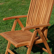 ALEOS. Sillón de jardín de teca con respaldo alto, silla de jardín, sillón, silla de madera, silla plegable, muebles de jardín de madera, muy robusto, ajustable en 7 posiciones. Modelo: Tobago, tamaño: 1 unidad