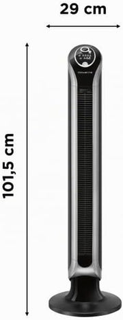 Rowenta VU6670 Eole Infinite, ventilador de torre, temporizador de hasta 8 horas, 3 velocidades, mando a distancia, apagado automático, negro piano