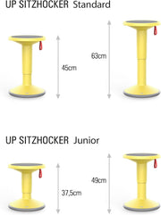 Interstuhl UPis1 - taburete ergonómico con efecto de oscilación - regulable en altura - taburete con base antideslizante y protección contra vuelcos - taburete de oficina (amarillo limón, UP Junior)