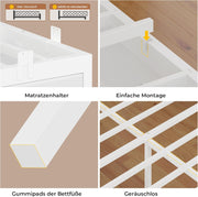 AOGLLATI Cama de 90x200 con almacenamiento, sofá cama con estantería integrada y 6 cajones, cama juvenil con iluminación LED y estación de carga, cama de invitados, diván, estructura de cama con somier (Blanco, 90x200 cm)