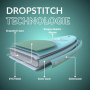 Tabla de SUP inflable de 326 cm, doble capa de punto de caída (drop-stitch), 85 cm de ancho, hasta 140 kg, con remo, bomba, mochila y bolsa estanca.
