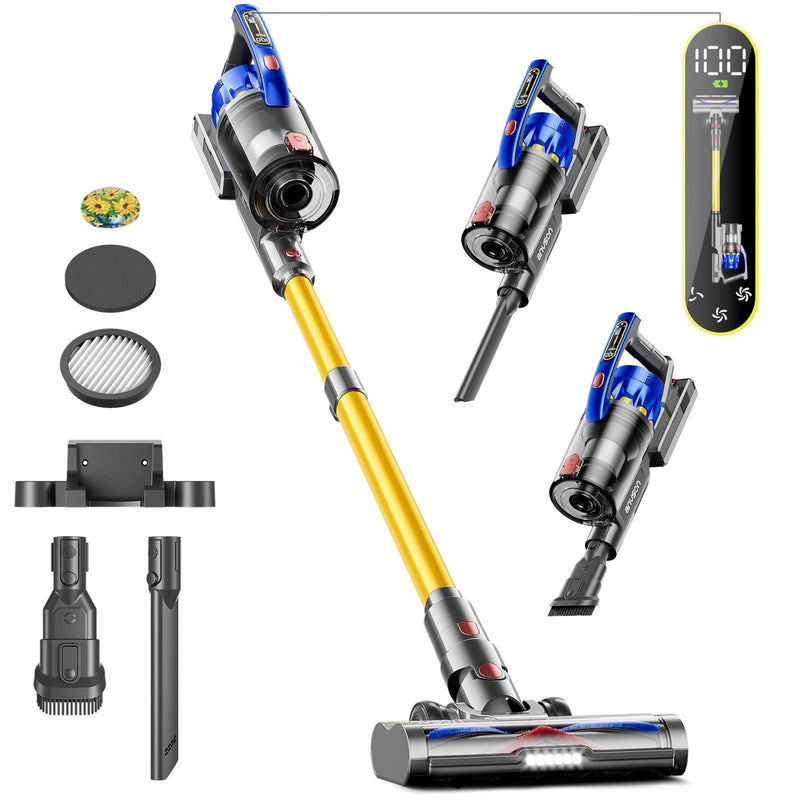 Aspirador escoba inalámbrico Anyson, 45kPa/550W/60min, aspirador inalámbrico, pantalla OLED inteligente, diseño de doble asa, cepillo para suelo