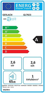 Acondicionador de aire Gerlach GL 7923, 9000 BTU, climatizador 3 en 1, ventilador, aire acondicionado, deshumidificador, enfriador de aire, pantalla LED, área de enfriamiento de hasta 25 m²