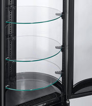 Vitrina refrigerada METRO Professional GRV1100, para hostelería, acero inoxidable/vidrio, 100 L, refrigeración por aire forzado, 490 W, indicador de temperatura,  descongelación automática, redonda, plateada, clase climática 6
