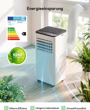 Aire acondicionado portátil 9000 BTU con tubo de escape | Aire acondicionado móvil 4 en 1 | Funcionamiento silencioso | Pantalla digital + mando a distancia | Kit de instalación para ventana | Temporizador de 24h | Para habitaciones de hasta 25 m²