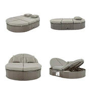 Cama de exterior para patio, diván para 2 personas con cojines y almohadas