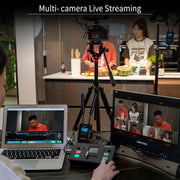 FEELWORLD LIVEPRO L1 V1 Mezclador de video multicámara, conmutador de mezcla de video con pantalla LCD de 2 pulgadas, 4 entradas HDMI, salida USB 3.0, producción en tiempo real, transmisión en vivo, ligero