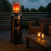 Calefactor de gas Zelsius 'Zermatt' | 11 kW | Ø 46 cm x 137 cm | Negro | Calefactor de terraza para exterior, calefacción de terraza, seta calefactora de exterior, seta calefactora a gas para terraza, balcón y jardín