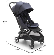 Cochecito de viaje ultracompacto Bugaboo Butterfly, pequeño y ligero, plegable con una sola mano y fácil de maniobrar, cochecito urbano ergonómico para bebés a partir de 6 meses, con mucho espacio de almacenamiento, Stormy Blue