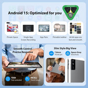 Tablette 3K de 13 pulgadas con Android 15, 36GB RAM, 512GB ROM (extensión 2TB), 4G LTE丨5G WiFi, 2940*1840 UHD, 11580mAh, G99 2.2GHz, 13MP+8MP, tableta táctil con teclado丨GPS丨4 altavoces (Gris)