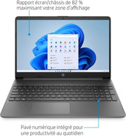 HP 15s-fq0003sf Ordenador Portátil 15,6" FHD, PC Portátil (Intel Celeron N4120, RAM 4 GB, SSD 128 GB, Intel UHD Graphics, Windows 11), Portátil Gris, AZERTY, Microsoft 365 Personal 12 Meses Incluido
