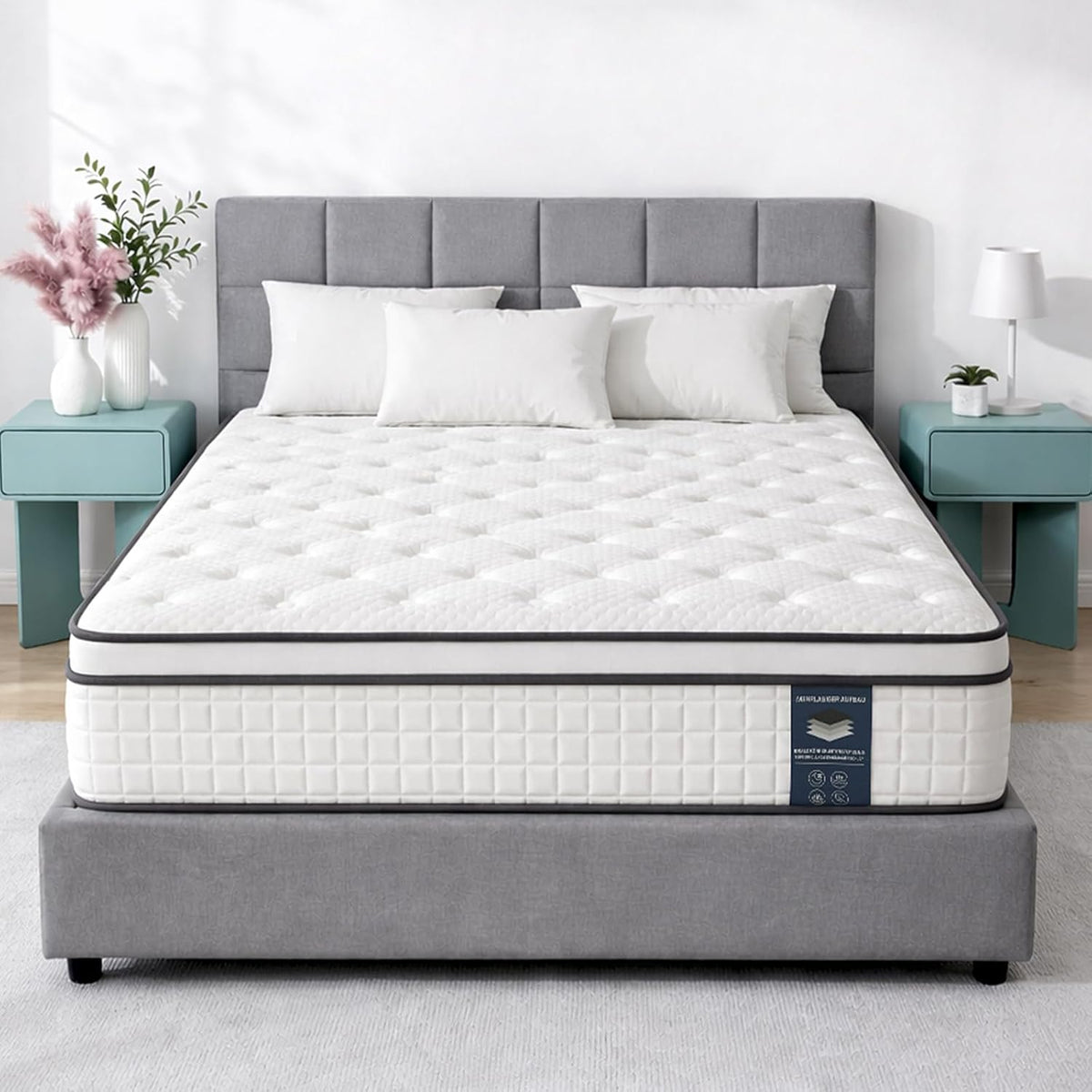 Colchón 140x200 cm, altura 25 cm, colchón ortopédico de muelles ensacados de 7 zonas con capa de espuma viscoelástica, grado de firmeza H3, ergonómico para aliviar la espalda