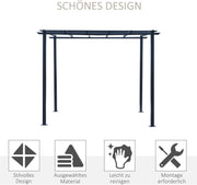 Outsunny Pabellón de jardín, arco para rosas, soporte para trepadoras, cenador de jardín, resistente a la intemperie, metal, negro, 2,97 x 2,95 x 2,3 m