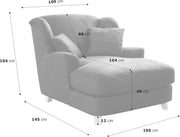 Sillón XXL Cavadore Assado / Sillón tapizado grande con patas de madera y asiento amplio / Incl. 2 cojines decorativos / 109 x 104 x 145 / Tejido de textura marrón oscuro