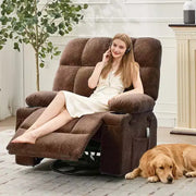 Sillón reclinable extragrande para adultos, sofá mecedor giratorio manual, bolsillos laterales y portavasos para personas altas y grandes, sala de estar