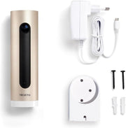 Cámara de vigilancia interior inteligente Netatmo con soporte de pared, WiFi 2,4 GHz, detección de movimiento, visión nocturna, sin suscripción, NSC-AMZ, 1920p