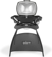 Barbacoa eléctrica Weber Q2400 con soporte y mesas laterales, superficie de cocción de 54 x 39 cm, portátil, parrilla de cocción de hierro fundido vitrificado dividida en 2 partes, tapa y cuerpo de aluminio fundido - Gris oscuro (55020879)