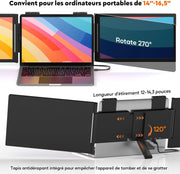 Monitor para computadora portátil 14" FHD 1080P IPS, triple pantalla portátil USB C, extensión de pantalla para computadora portátil de 14"-16" compatible con Mac, Windows, Chrome, Switch, PS4/5