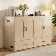 Cama Murphy convertible tamaño queen Mjkone con colchón, carga USB y cajones de almacenamiento